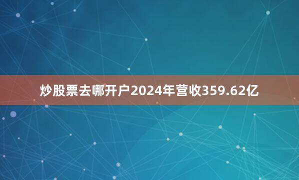 炒股票去哪开户2024年营收359.62亿